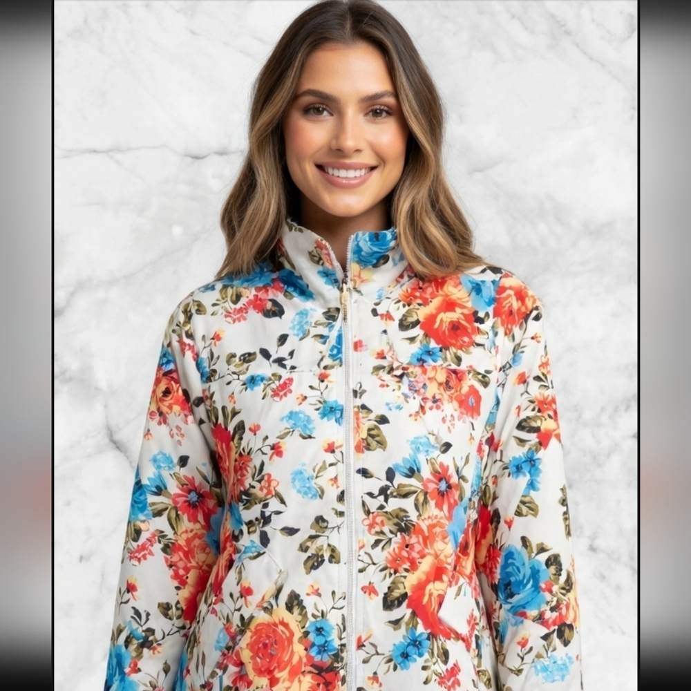 Studio Works Multicolor Petite. Floral Versatile Utility Jacket ( SIZE : LARGE